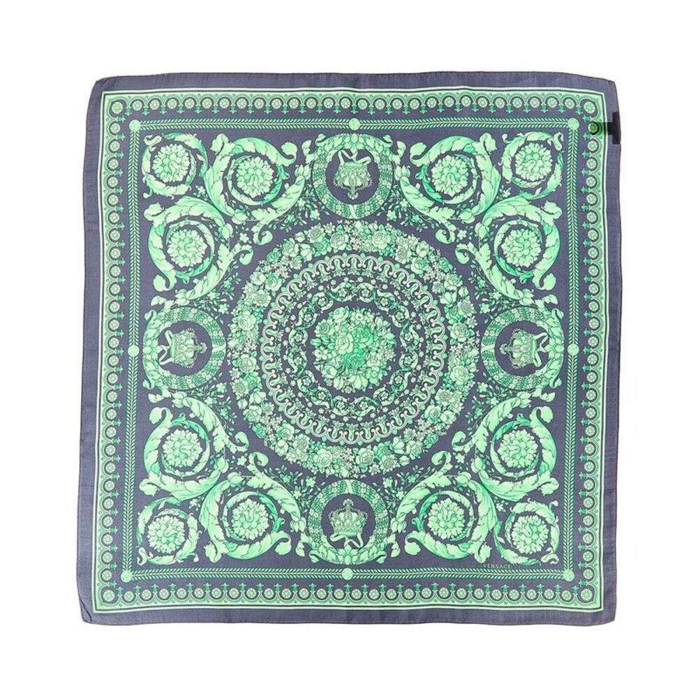 Versace Barocco Print Silk Scarf, Blue